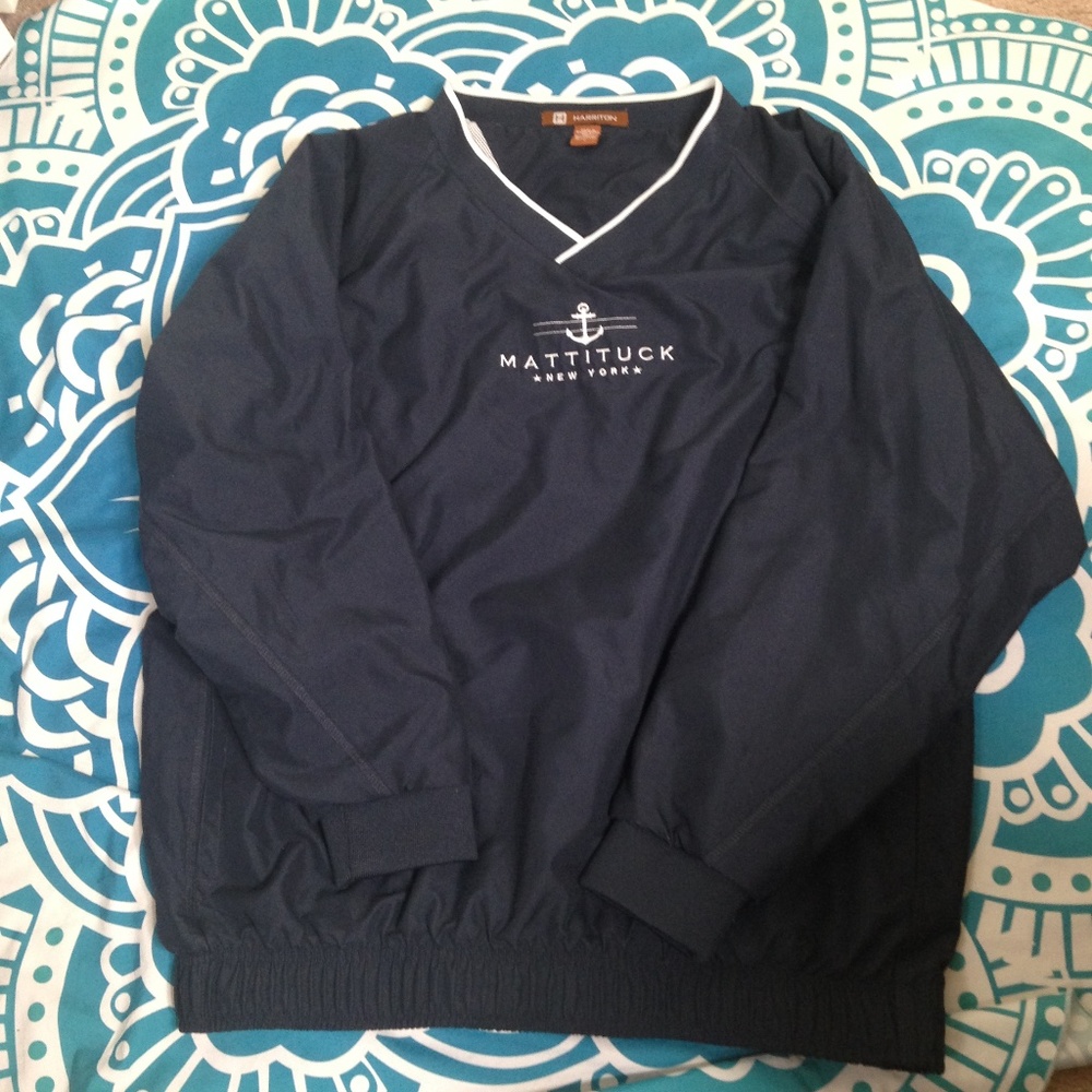 MATTITUCK NY PULLOVER GOLF WINDBREAKER L NAVY BLUE